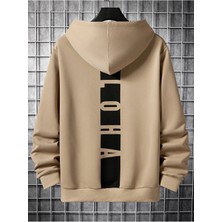 Black Sokak Bej Sırt Aloha Baskılı Oversize Kapüşonlu Erkek Sweatshirt