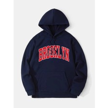 Black Sokak Lavivert Brooklyn Oval Yazı Baskılı Oversize Kapüşonlu Erkek Sweatshirt
