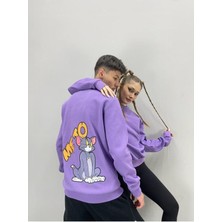 Black Sokak  Unisex Mor Mee To Baskılı Bisiklet Yaka Sevgili Kombini 2'li Set