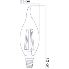 E14 LED FİLAMANLI RUSTIK AMPUL T35 ŞEFFAF KIVRIK 6W 3000K Gün Işığı ERD-83