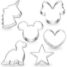 Jingyikeji Çerez Kesiciler 4 "ila 3" 6'lı Set Mickey & Minnie Mouse Unicorn Dinozor Kalp Yıldız Sıcak Bisküvi Kek Fondan Gözleme Kesici Kalıp Çocuklar Için Çocuklar Tatil Kutlaması Doğum Günü (Yurt Dışından)