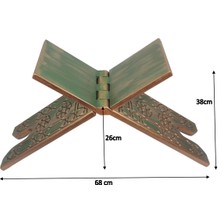 Elbi Selçuklu Motifi Işlemeli Yaldızlı Ahşap Rahle Kitap Okuma Standı