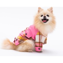 Pawstar Pembe Plaid Küçük Irk Köpek Kabanı