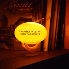 Zone Ozone 12cm Canım Kızım İyiki Varsın El Standlı Ay Küresi neon led lamba hediyelik eşya avize masa lambası gece lambası moon yılbaşı hediye