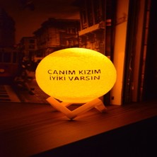 Zone Ozone 12cm Canım Kızım İyiki Varsın Kare Standlı Ay Küresi neon led lamba hediyelik eşya avize masa lambası gece lambası moon yılbaşı hediye