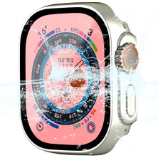 Daart Apple Watch Ultra 49MM Su Geçirmez Kılıf Temsilli Cam Ekran Koruyucu Sabit Pc Tam Koruma Saat Kapağı - Gümüş (Yurt Dışından)