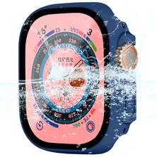 Daart Apple Watch Ultra 49MM Su Geçirmez Kılıf Temsilli Cam Ekran Koruyucusu Sabit Pc Tam Koruma Saat Kapağı - Koyu Mavi (Yurt Dışından)