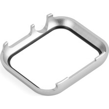 Daart Apple Watch Serisi 6 5 6 Se (2022) Se 44MM Metal Koruyucu Kapak Kılıfı Temperli Cam Ekran Koruyucu - Gümüş (Yurt Dışından)