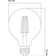 Lambam E27 LED FİLAMANLI RUSTIK AMPUL G95 BAL CAM 4W 2500k Gün Işığı ERD-30