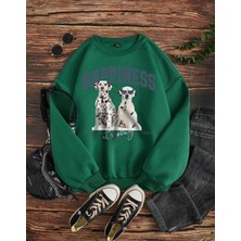 Kids Face Özel Tasarım Dalmaçyalı Baskılı 3 Iplik Şardonlu %100 Pamuk Tam Kışlık Modern Erkek Çocuk Sweatshırt