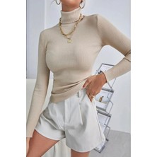 Qalina Life Uzun Kollu Unisex Erkek Kadın Balıkçı Yaka Boğazlı Kazak