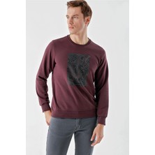 Akçaylar Slim Fit Bisiklet Yaka Önü Baskılı 2 İplik Erkek Sweatshirt