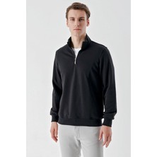 Akçaylar Slim Fit Yarım Fermuarlı Dik Yaka 2 İplik Erkek Sweatshirt