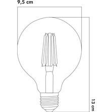 E27 LED FİLAMANLI RUSTIK AMPUL G95 OPAL CAM 9W 3000k Gün Işığı ERD-232