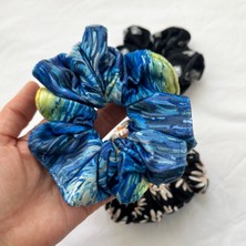 ModaZey Glowing Starry & Yıldızlı Gece Scrunchie & Lastikli Toka