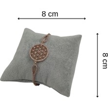 Özer Kutu Süet Yastık Düzenleyici (4 Adet) Gri Bileklik & Saat ve Kelepçe 8x8 cm