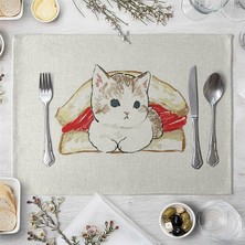 Wangchuang 11 32X42 cm Yaratıcı Komik Kedi Desen Placemats Mutfak Placemats Bardak Pamuk Keten Paspaslar Kahve Fincanları Masa Paspasları Mutfak Aksesuarları (Yurt Dışından)