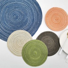 Wangchuang 2CD-51009-010 18 cm Yuvarlak Pamuk Dokuma Iskandinav Tarzı Kaymaz Mutfak Placemat Coaster Yalıtım Pedi Bulaşık Kahve Fincanı Masa Mat Peçete Ev 51009 (Yurt Dışından)