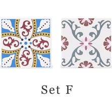 Wangchuang Set F 10 cm 2 Adet Yuvarlak Mandala Çiçekli Seramik Bardak Kaymaz Yalıtımlı Şişe Placemat Coaster Kahve Kupa Için Cam Bardak (Yurt Dışından)