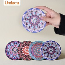 Wangchuang Set F 10 cm 2 Adet Yuvarlak Mandala Çiçekli Seramik Bardak Kaymaz Yalıtımlı Şişe Placemat Coaster Kahve Kupa Için Cam Bardak (Yurt Dışından)