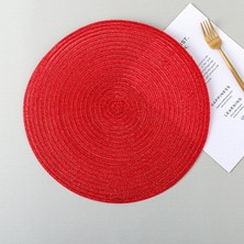 Wangchuang Koyu Kırmızı Çapı 18 cm Yuvarlak Dokuma Iskandinav Tarzı Kaymaz Placemat Coaster Yalıtım Dolgu Kupa Bardak Masa Mat Ev Dekor Peçete Mutfak Aksesuarları (Yurt Dışından)