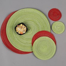 Wangchuang Koyu Kırmızı Çapı 18 cm Yuvarlak Dokuma Iskandinav Tarzı Kaymaz Placemat Coaster Yalıtım Dolgu Kupa Bardak Masa Mat Ev Dekor Peçete Mutfak Aksesuarları (Yurt Dışından)