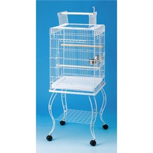 QH Pet Cage Sehpalı Papağan Kafesi Beyaz