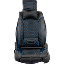 AG Store Subaru Tribeca Uyumlu Yarı Deri Oto Koltuk Kılıfı Ön-Arka Set (Venüs) Siyah-Mavi