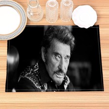 Wangchuang 202302-16 30X40CM Johnny Hallyday Placemat Pamuk Keten Kumaş Masa Paspasları Aile Yemeği Sofra Mutfak Masa Mat 30X40CM (Yurt Dışından)