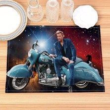 Wangchuang 202302-16 30X40CM Johnny Hallyday Placemat Pamuk Keten Kumaş Masa Paspasları Aile Yemeği Sofra Mutfak Masa Mat 30X40CM (Yurt Dışından)