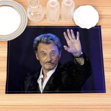 Wangchuang 202302-16 30X40CM Johnny Hallyday Placemat Pamuk Keten Kumaş Masa Paspasları Aile Yemeği Sofra Mutfak Masa Mat 30X40CM (Yurt Dışından)