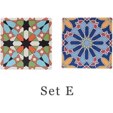 Wangchuang Set E 10 cm 2 Adet Yuvarlak Mandala Çiçekli Seramik Bardak Kaymaz Yalıtımlı Şişe Placemat Coaster Kahve Kupa Için Cam Bardak (Yurt Dışından)