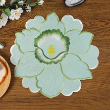 Wangchuang Sarı Poligon Çapı 35 cm Sıcak Süper Zambak Çiçekleri Nakış Placemat Fincan Kupa Çay Tava Coaster Mutfak Yemek Masası Yer Mat Dantel Bardak Altlığı Peçete Düğün Içecek Pedi (Yurt Dışından)