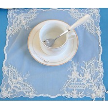 Wangchuang Beyaz 1 Kare 28 cm Yenı Örgü Boncuk Noel Çiçek Nakış Masa Yer Mat Kumaş Ped Fincan Altlığı Tabak Yemek Placemat Mutfak Kahve Çay Bardak Altlığı Peçete (Yurt Dışından)