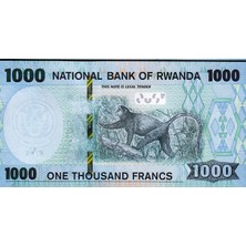 Urlanumis Rwanda 1000 Francs 2019, Unc, P-43 Çil Banknot