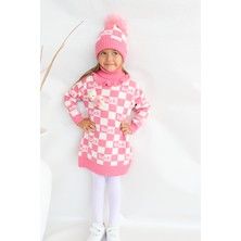 Sevimli Triko Kazak Kız Çocuk İçin Takım Bisiklet Yaka Günlük Stil Mercan - Pembe - Sedef