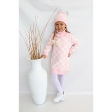 Sevimli Kız Çocuk Triko Kazak Bisiklet Yaka 01P-Pembe Renkli Uzun Kol Günlük Stil