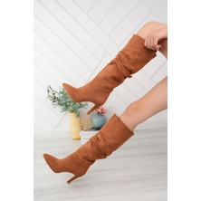 Suins Shoes Carola Kadın Körüklü Çizme Süet Deri Ince Topuklu Çizme