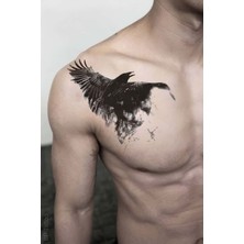 BP Tattoo Raven Büyük Boy Unisex Kuzgun Dövmesi