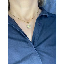 Xesha Altın Kaplama Çelik Kolye Gülen Güneş Kadın Kolyesi Kararma Solma Yapmaz 2 Yıl Garantili