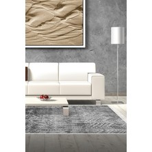 Dekoreko Dijital Salon Halısı Trend Keçe Kaymaz Taban Saçaklı Iskandinav Mel Antrasit