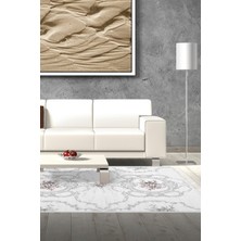 Dekoreko Dijital Salon Halısı Yıldız Deri Kaymaz Taban Saçaklı Modern Anabelle Gri