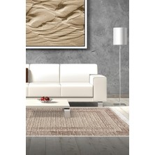 Dekoreko Dijital Salon Halısı Yıldız Deri Kaymaz Taban Saçaklı Modern Dorothea  Kahve