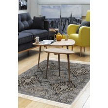 Dekoreko Dijital Salon Halısı Star Pamuk Kaymaz Taban Saçaklı Modern Osana Bej