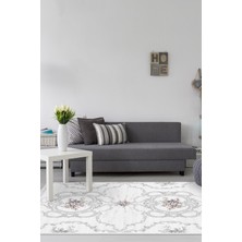 Dekoreko Dijital Salon Halısı Star Pamuk Kaymaz Taban Saçaklı Modern Anabelle Gri