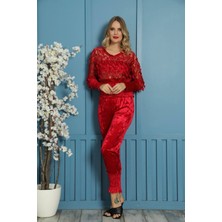 Turkuaz Home Yüksek Kaliteli Kadife Pijama Takım
