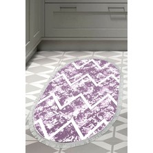 Dekoreko Dijital Mutfak Halısı Star Pamuk Kaymaz Taban Saçaklı Oval Iskandinav Roxanne Mor