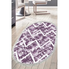 Dekoreko Dijital Mutfak Halısı Trend Keçe Kaymaz Taban Saçaklı Oval Iskandinav Roxanne Mor