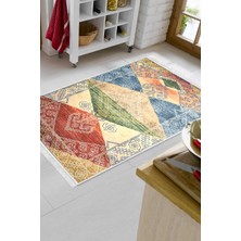 Dekoreko Dijital Mutfak Halısı Star Pamuk Kaymaz Taban Saçaklı Iskandinav Jacinda Renkli