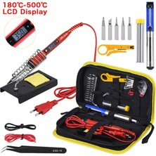 Liyao 80W Kırmızı Set5 80W 220V Ab 80W LCD Havya Seti Ayarlanabilir Sıcaklık 220V/110V Lehim Kaynak Araçları Lehim Sökme Pompası Lehimleme Ipuçları Seramik Isıtıcı (Yurt Dışından)